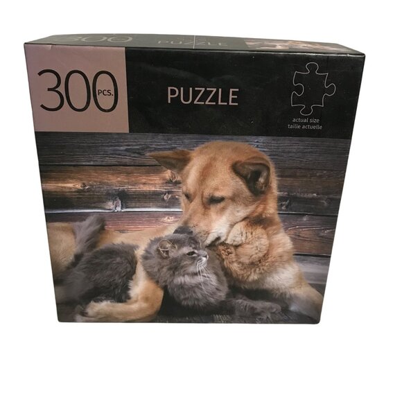 Pet Pals 300-Piece Jigsaw Puzzle With Cute Dog & Cat Image Sealed Durable Fit - Picture 1 of 5
